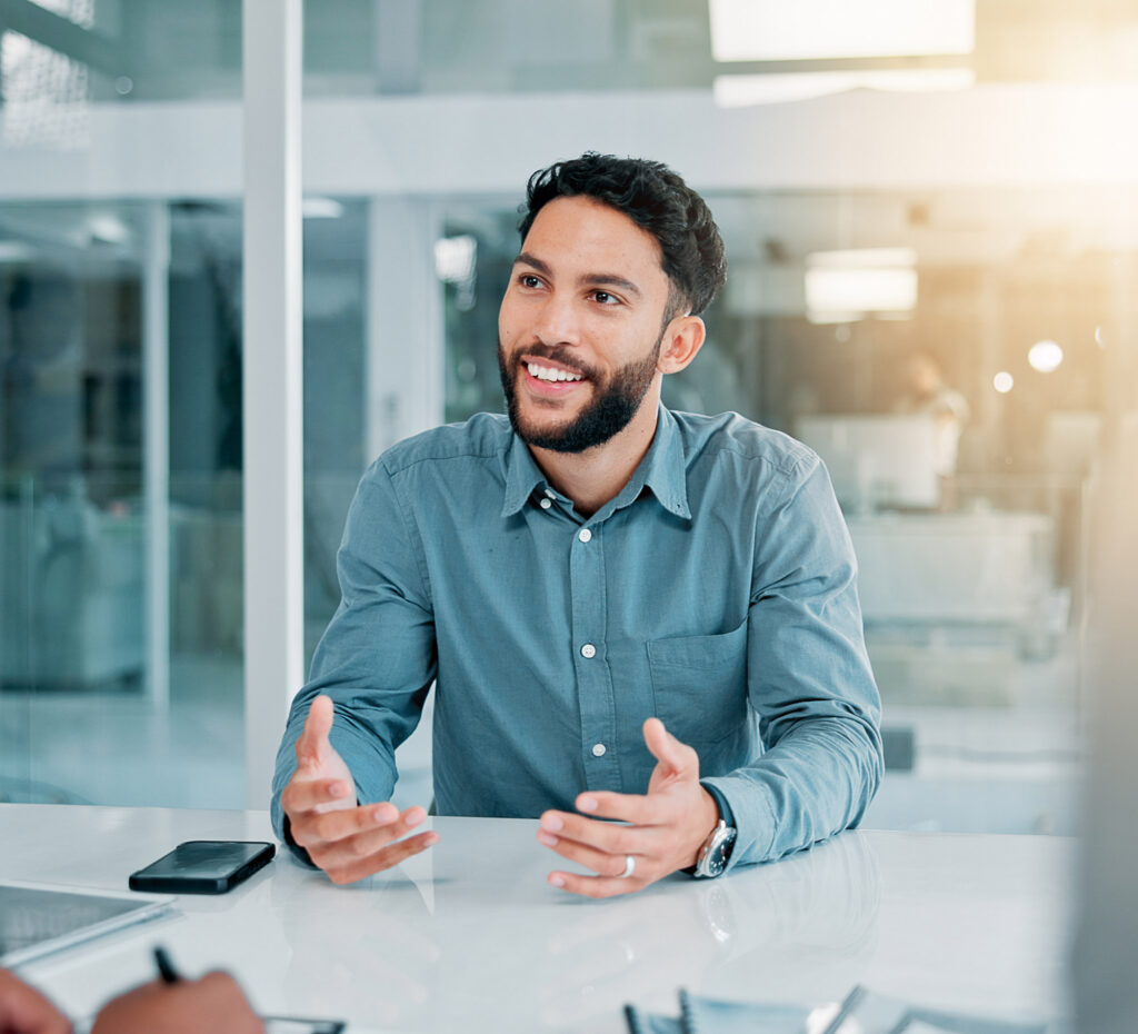 Employer sitting in a boardroom